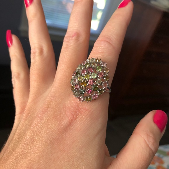 Genuine Unheated Round Tourmaline 3mm 14K White Gold Plate 925 Silver Ring 8 - Picture 8 of 17